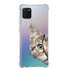 PrintiFy  Samsung Galaxy Note 10 Lite Köşe Korumalı Antişok Kapak Catface Tasarımlı Şeffaf Silikon Kılıf