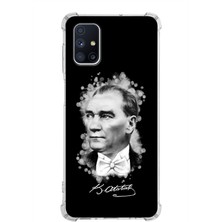 PrintiFy Galaxy M51 Uyumlu  Köşe Korumalı Antişok Kapak Atatürk Tasarımlı Şeffaf Silikon Kılıf