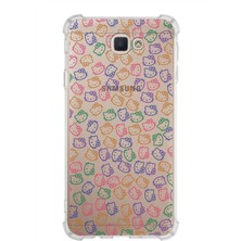 PrintiFy  Samsung Galaxy J7 Prime Köşe Korumalı Antişok Kapak Hello Kitty Tasarımlı Şeffaf Silikon Kılıf
