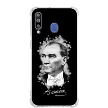 PrintiFy  Samsung Galaxy M30 Köşe Korumalı Antişok Kapak Atatürk Tasarımlı Şeffaf Silikon Kılıf