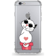 PrintiFy Apple iPhone 6 Plus Uyumlu Darbe Emici Antişok Kapak Coolcat Tasarımlı Şeffaf Silikon Kılıf