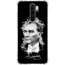 PrintiFy  Xiaomi Redmi Note 8 Pro Köşe Korumalı Antişok Kapak Atatürk Tasarımlı Şeffaf Silikon Kılıf