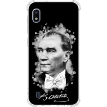 PrintiFy  Samsung Galaxy A10 Uyumlu Köşe Korumalı Antişok Kapak Atatürk Tasarımlı Şeffaf Silikon Kılıf