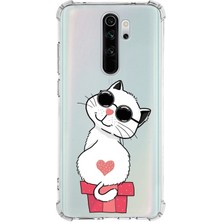 PrintiFy  Xiaomi Redmi Note 8 Pro Köşe Korumalı Antişok Kapak Coolcat Tasarımlı Şeffaf Silikon Kılıf