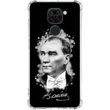 PrintiFy  Xiaomi Redmi Note 9 Köşe Korumalı Antişok Kapak Atatürk Tasarımlı Şeffaf Silikon Kılıf