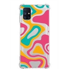 PrintiFy  Samsung Galaxy M51 Köşe Korumalı Antişok Kapak Renkli Desen Tasarımlı Şeffaf Silikon Kılıf