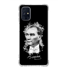 PrintiFy Galaxy M31S Uyumlu Köşe Korumalı Antişok Kapak Atatürk Tasarımlı Şeffaf Silikon Kılıf