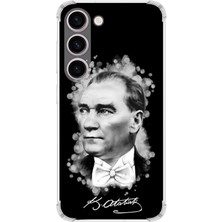 PrintiFy  Samsung Galaxy S23 Uyumlu Köşe Korumalı Antişok Kapak Atatürk Tasarımlı Şeffaf Silikon Kılıf