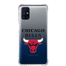 PrintiFy Galaxy M31S Uyumlu Köşe Korumalı Antişok Kapak Chicago Bulls Tasarımlı Şeffaf Silikon Kılıf