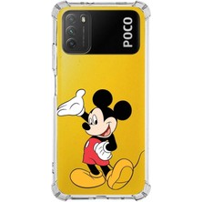 PrintiFy  Xiaomi Poco M3 Köşe Korumalı Antişok Kapak Mickey Mouse Tasarımlı Şeffaf Kılıf