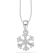 Swarovski Taşlı Kar Tanesi Snowflake Kadın Gümüş Kolye