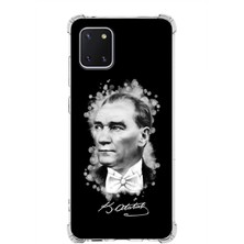 PrintiFy Galaxy Note 10 Lite Uyumlu Köşe Korumalı Antişok Kapak Atatürk Tasarımlı Şeffaf Silikon Kılıf