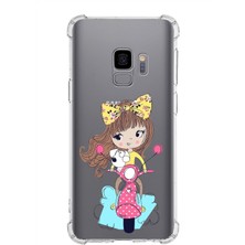 PrintiFy  Samsung Galaxy S9 Köşe Korumalı Antişok Kapak Vespagirl Tasarımlı Şeffaf Silikon Kılıf