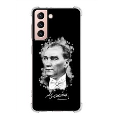 PrintiFy  Samsung Galaxy S21 Fe Köşe Korumalı Antişok Kapak Atatürk Tasarımlı Şeffaf Silikon Kılıf
