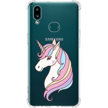 PrintiFy  Samsung Galaxy A10S Uyumlu Köşe Korumalı Antişok Kapak Unicorn Tasarımlı Şeffaf Silikon Kılıf