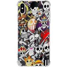 PrintiFy Apple iPhone Xs Max Uyumlu Köşe Korumalı Antişok Kapak Anime Tasarımlı Şeffaf Kılıf