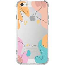 PrintiFy  Apple iPhone 5 Uyumlu Köşe Korumalı Antişok Kapak Karışık Renkler Tasarımlı Şeffaf Kılıf