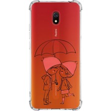 PrintiFy  Xiaomi Redmi 8A Köşe Korumalı Antişok Kapak Aşk Tasarımlı Şeffaf Silikon Kılıf