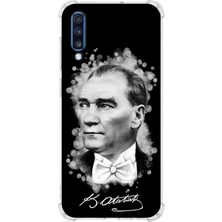 PrintiFy  Samsung Galaxy A70 Uyumlu Köşe Korumalı Antişok Kapak Atatürk Tasarımlı Şeffaf Silikon Kılıf