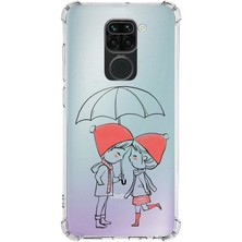PrintiFy  Xiaomi Redmi Note 9 Köşe Korumalı Antişok Kapak Aşk Tasarımlı Şeffaf Silikon Kılıf