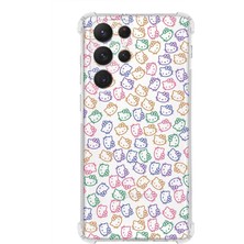 PrintiFy  Samsung Galaxy S22 Ultra Uyumlu Köşe Korumalı Antişok Kapak Hello Kitty Tasarımlı Şeffaf Kılıf