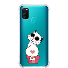 PrintiFy  Samsung Galaxy M30S Köşe Korumalı Antişok Kapak Coolcat Tasarımlı Şeffaf Silikon Kılıf