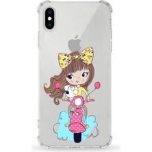 PrintiFy Apple iPhone Xs Max Uyumlu Darbe Emici Antişok Kapak Vespagirl Tasarımlı Şeffaf Silikon Kılıf