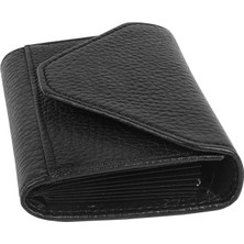 Bagacar Siyah Unısex Çok Gözlü  Deri Küçük Kartlık Cüzdan