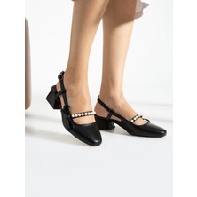 Alemdar Shoes Lexa Siyah Inci Detay Topuklu Kadın Ayakkabı