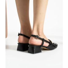 Alemdar Shoes Lexa Siyah Inci Detay Topuklu Kadın Ayakkabı