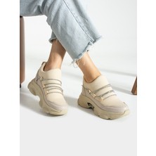 Alemdar Shoes Never Ekru Taş Detay Kadın Sneakers