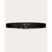 Valentino Garavani Vlogo Sıgnature Calfskın Belt 30 mm