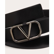 Valentino Garavani Vlogo Sıgnature Calfskın Belt 30 mm