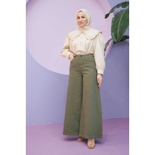 Neways 1162-PARÇA Boyalı Denim  Pantolon Haki