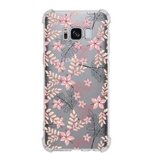 Printify Samsung Galaxy S8 Köşe Korumalı Antişok Kapak Floral Kırmızı Tasarımlı Şeffaf Kılıf