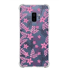 Printify Samsung Galaxy S9 Plus Köşe Korumalı Antişok Kapak Floral Pembe Tasarımlı Şeffaf Kılıf