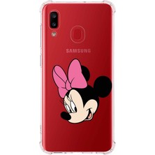 Printify Samsung Galaxy A20 Köşe Korumalı Antişok Kapak Minnie Mouse Tasarımlı Şeffaf Kılıf