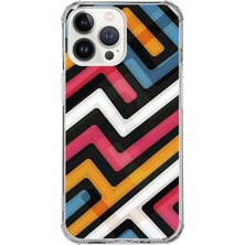 Iphone 13 Pro Uyumlu Köşe Korumalı Antişok Kapak Labirent Grafiti Tasarımlı Şeffaf Kılıf