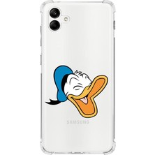 Galaxy A04E Uyumlu Köşe Korumalı Antişok Kapak Donald Duck Tasarımlı Şeffaf Kılıf