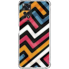Printify Xiaomi Redmi Note 11 Pro Köşe Korumalı Antishock Kapak Labirent Grafiti Tasarımlı Şeffaf Kılıf