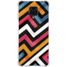 Printify Xiaomi Redmi Note 9s Köşe Korumalı Antişok Kapak Labirent Grafiti Tasarımlı Şeffaf Silikon Kılıf
