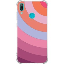 Printify Huawei Y7 2019 Köşe Korumalı Antişok Kapak Renk Cümbüşü Tasarımlı Şeffaf Kılıf