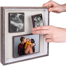 Hediye Vakti Kişiye Özel 3'lü Ahşap Kendinyap Fotoğraflı Magnet Çerçeve 26X26CM