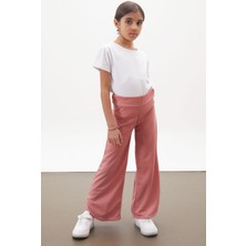 Timi Kids Pembe Yırtmaçlı Paça Kuşaklı Viskon Kumaş Kız Pantolon 18102
