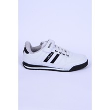 Walkway Effective Pu P Deri Rahat Taban Beyaz-Siyah Günlük Unisex Çocuk Spor Ayakkabı