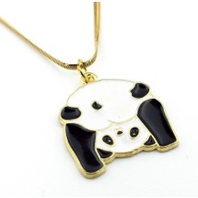 Solfera Yoga Yapan Panda Italyan Yassı Çelik Zincir Kadın Kolye Q0763