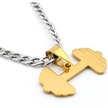 Solfera Sarı Halter Fitness Ağırlık 316L Paslanmaz Çelik Erkek Kolye Q0808