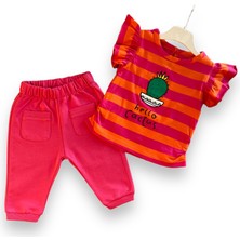 Little Tortoise Kız Bebek Hello Kaktüs Temalı Fırfırlı Takım