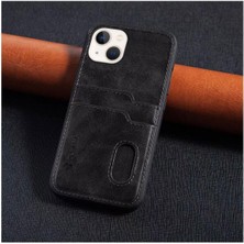 Zebana Apple iPhone 13 Uyumlu Kılıf Kartlıklı Lüx Deri Kılıf Siyah