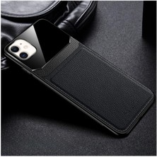 Zebana Apple iPhone 11 Uyumlu Kılıf Lens Deri Kılıf Siyah